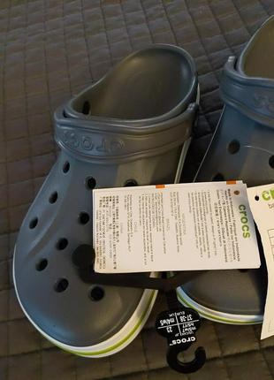 Крокс баябенд клог сірі crocs bayaband clog charcoal volt green5 фото