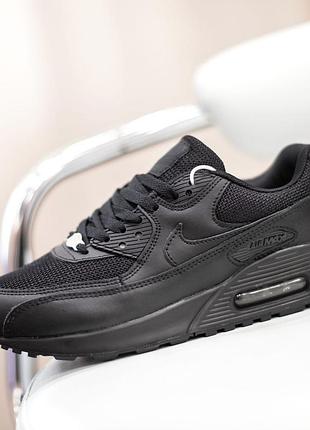 Розпродаж! nike air max 90 кросівки жіночі кеди шкіряні топ якість найк аір макс з балоном демісезонні демісезон низькі шкіра весняні осінні чорні