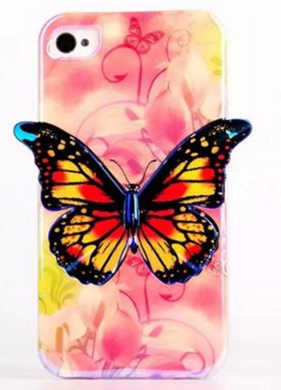 Силіконовий чохол фіолетова метелик для iphone 4/4s