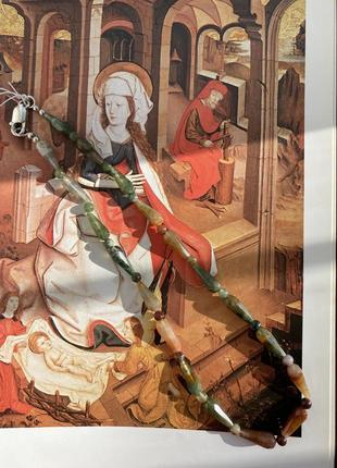 Намисто з мохового агату застібка срібло 925