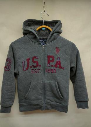 Куртка толстовка свитшот худи с мехом u.s. polo assn 140/1522 фото