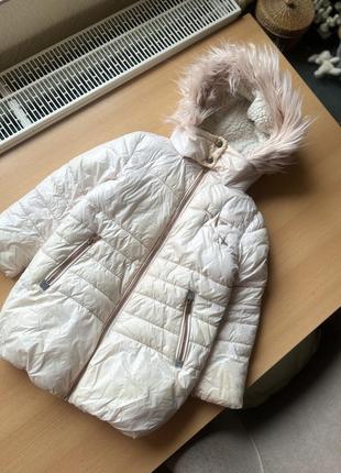 Куртка пальто блестящая с мехом next