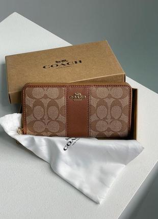 Кошелек женский coach round fastenn wallet signature ginger (арт: 88125)