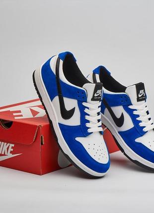 Подростковые молодежные бело-синие кроссовки весенние на мальчика, кожаные, замшевые/натуральная замша,кожа