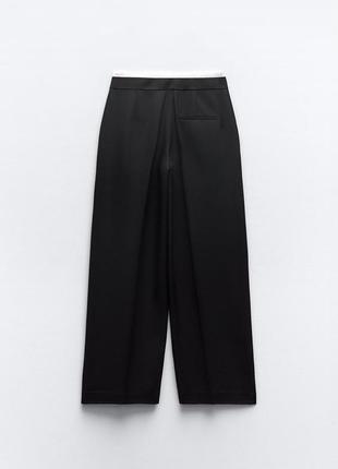 Брюки wide leg zara с двойным поясом4 фото