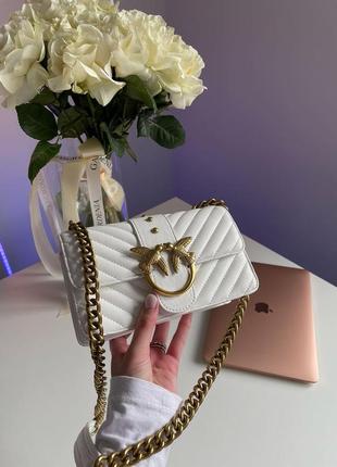 Жіноча шкіряна сумка pinko mini love bag one simply puff white/gold