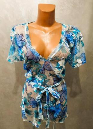 424.легкая летняя блузка в принт британской торговой марки модной одежды per una