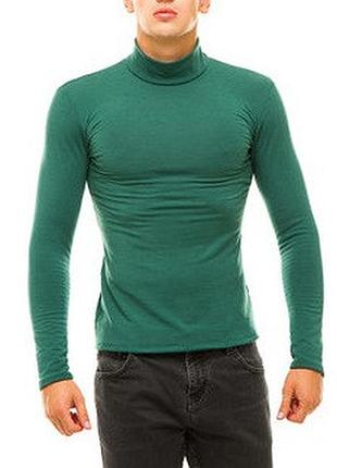 Гольф (водолазка) мужской, теплый, на флисе, темно-зеленый