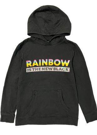 Черная кофта худи свитшот для девочки rainbow