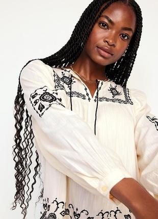 Жіноча вільна блуза з вишивкою в стилі бохо old navy 0884, 0866, 08677 фото
