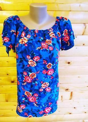 19.яркая вискозная блузка в цветочный принт молодежного бренда из сша papaya
