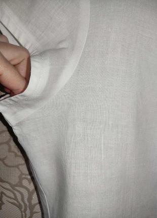 Белоснежная блуза / рубашка из крапивы с кружевом в китайском стиле mexx (100% крапива, ramie)5 фото