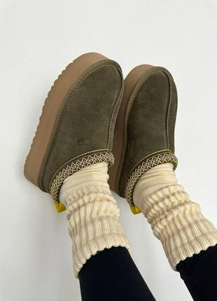 Женские угги ugg tazz platform burnt olive premium2 фото