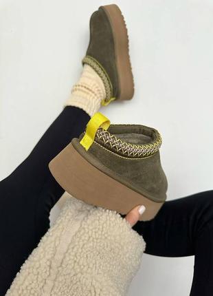 Женские угги ugg tazz platform burnt olive premium7 фото