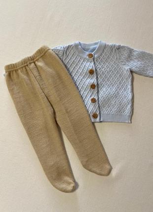 Трикотажные брюки ползунки и кофта 0-3 мес3 фото