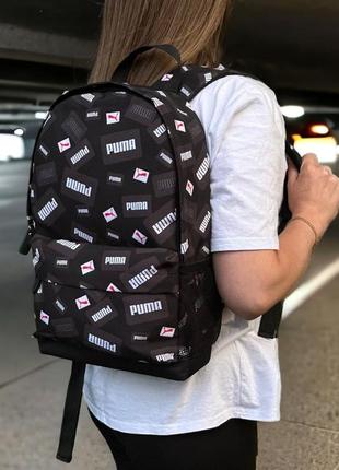 Черный рюкзак с принтом puma🐾5 фото