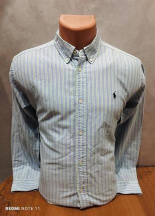 Удобная хлопковая рубашка в полоску люкс бренда из сша ralph lauren