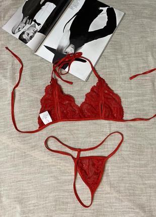 Крутий червоний сексі комплект (бюст і трусики) як новий2 фото