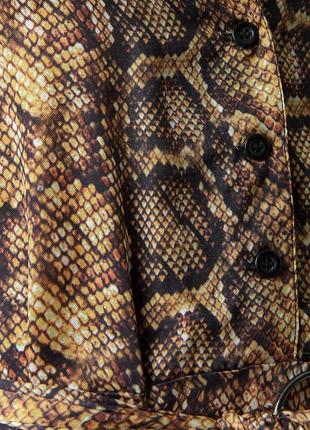 Медное платье принт змеи с поясом сатиновая4 фото