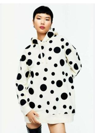 Удлиненный оверсайз худи polka dot из коллекции h&amp;m innovation