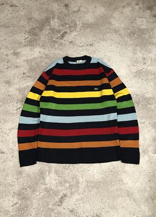 Винтажный полосканий свитер lacoste vintage унисекс