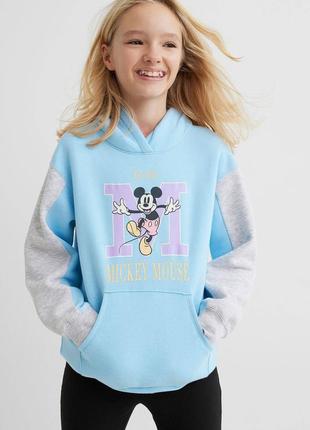 8-10/12-14 лет h&amp;m новая фирменная утепленная толстовка худи кенгуру mickey mouse микки маус оверсайз