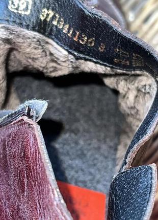 Зимние ботинки кожаные rieker оригинальные коричневые на каблуке8 фото