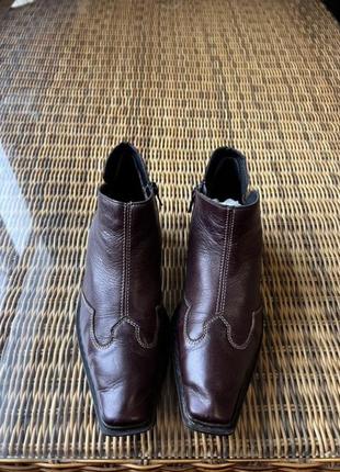 Зимние ботинки кожаные rieker оригинальные коричневые на каблуке5 фото