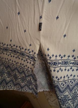 Jiguid вишиванка сукня сорочка пляжна туніка біла синій орнамент віскоза бохо етно8 фото