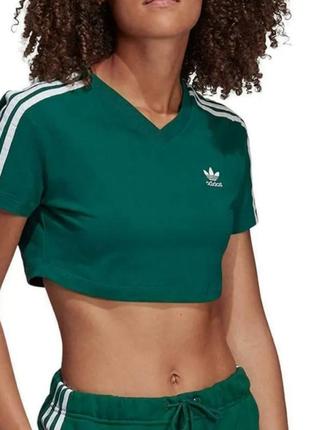 Укорочений топ adidas originals cropped tee women green dv2631