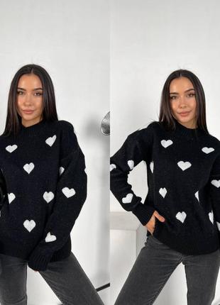 Женский свитер сердечка 💕 оверсайз