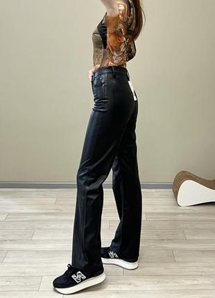 Шкіряні штани zara wide leg1 фото