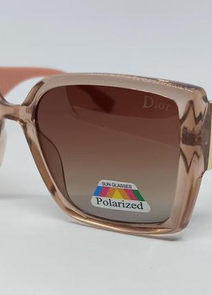 Окуляри брендові жіночі сонцезахисні аеликі бежево коричневі поляризовані