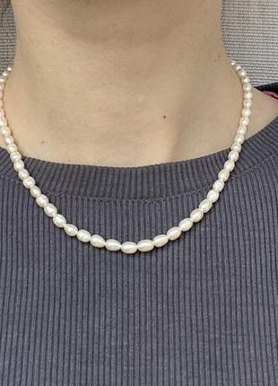 Ожерелье из белых классических жемчужин7 фото