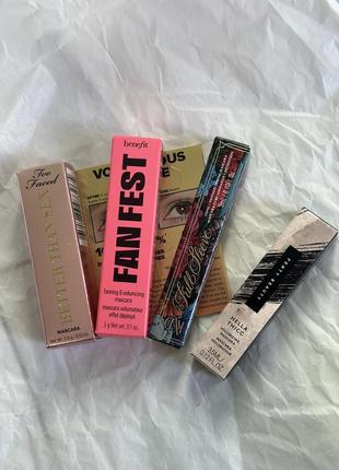 Міні туші від benefit, fenty beauty, too faced