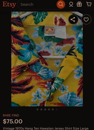 Мужская винтажная гавайская рубашка vintage 1970s hang ten hawaiian aloha shirt/pacific legend/tommy bahama9 фото