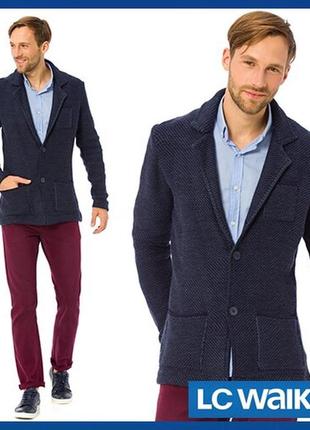Синий мужской пиджак lc waikiki / лс вайкики с латками и карманами