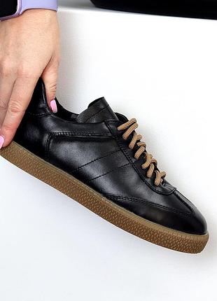 Кеди кросівки натуральна шкіра чорні низький хід