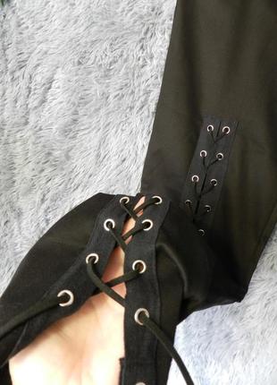 ✅ новые коттоновые укороченные брюки на шнуровке4 фото