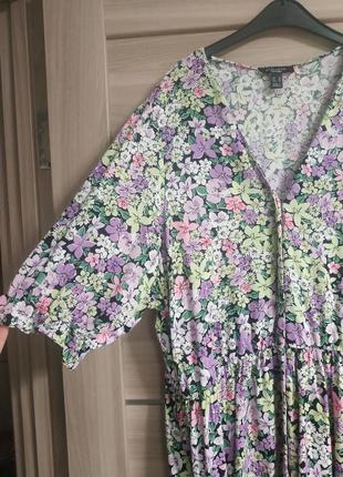 Красивая вискозная блуза в цветы рукава буфы4 фото