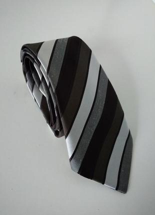 Шикарный фирменный галстук краватка грифельный в полоску st. michael англия