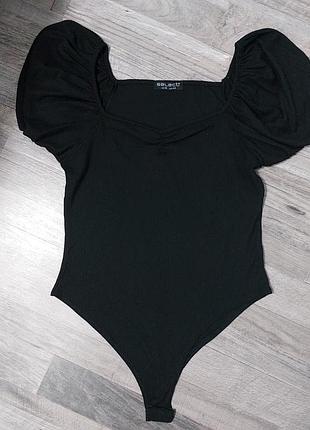 Боди в рубчики черный размер 44