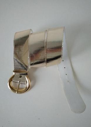 Золотой зеркальный пояс ремешок ремень пасок ширина 4 см длина 96 см1 фото