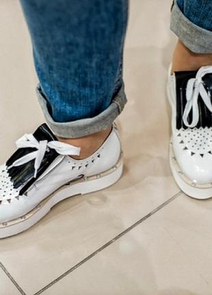 Кожаные итальянские 🇮🇹 белые туфли на толстой подошве twin set 37-38 размер2 фото