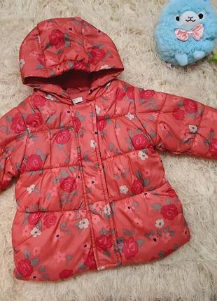 Теплая куртка в цветок, дутая курточка в цветочек