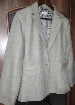 Льняной пиджак в полоску mango (100% лен, стиль old money)4 фото