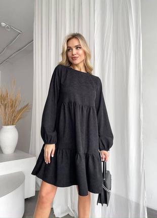 Якісна вельветова сукня міді вільного крою
