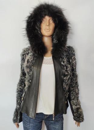 Женская стильная натуральная кожаная куртка, р.s/м3 фото