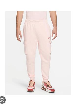 Мужские спортивные брюки найк розовые nike air max tech fleece joggers спортивки женские s m1 фото