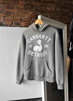 Carhartt detroit 1889 duck men’s big print gray hoodie толстовка